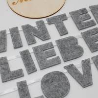 Buchstaben Girlande Winter Liebe Love grau klein / Namenskette / Wanddeko / Türdeko Bild 2