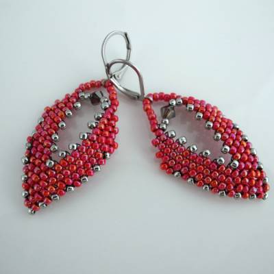 Ohrring Rot Silber Peyote