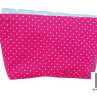Tasche Beautyqueen kleines Täschchen Kosmetiktasche Schminktäschchen pink Punkte hellblau Sterne Bild 2
