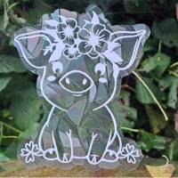 Sonnenfänger Sticker Glücksschweinchen - Glücksbringer Fensterbild selbstklebend - opal Fenstersticker -Fensteraufkleber Bild 1
