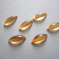 6x Glas Cabochons 15 x 7 mm Durchmesser golden in Marquise Form, flache Rückseite Bild 3