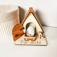 Überraschungs-Ei Geschenkverpackung mit Wunschgravur | Süße Geschenkidee für Kinder | Geschenke aus Holz Bild 1