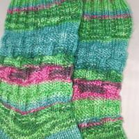 Socken Größe 38/39, handgestrickt, Grün Pink Stricksocken Bild 3