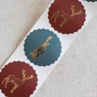 Aufkleber Tiere Mix mit Goldeffekt | runde Sticker | Geschenkaufkleber | Verpacken von Bestellungen | Weihnachten Bild 2