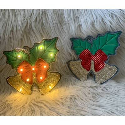 Stickdatei Weihnachten, Weihnachtsglocke, Glocke als Anhänger und mit Licht, Set 896
