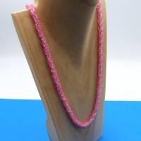 Halskette, rosa, Häkelkette, Rosetöne, handgemacht, 77 cm, Glasperlen, Rocailles, Häkelschmuck, Handarbeit Bild 1