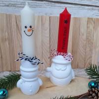 Kerzenhalter zur Weihnachtszeit ~ Stabkerzenhalter Schneemann ~ Weihnachtsmann ~ Deko Kerze ~ Weihnachten Bild 1