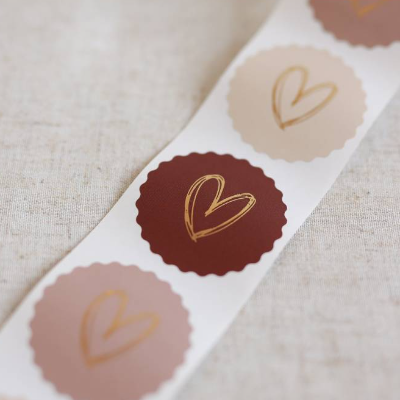 Aufkleber Herz mit Goldeffekt | runde Sticker | Geschenkaufkleber | Verpacken von Bestellungen | Geburtstagsgeschenk