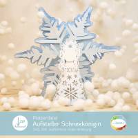 Schneekönigin, Winterlicher Aufsteller aus Papier, Plotterdatei Schneeflockenfee inkl. Video-Anleitung, SVG Lichtspiel Bild 1