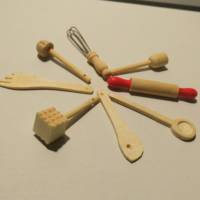Miniatur Backset - Kochlöffel Rollholz Schneebesen für das Puppenhaus oder zur Dekoration oder zum Basteln - Puppenhaus Bild 2