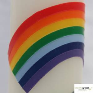 Taufkerze Regenbogen, Taube und Wellen, wunderschöne schlanke Taufkerze für Jungen oder Mädchen, personalisierbar Bild 7