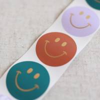 Aufkleber Smiley mit Goldeffekt | runde Sticker | Geschenkaufkleber | Verpacken von Bestellungen | Aufkleber Einpacken Bild 1