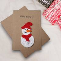 Weihnachtskarte mit Schneemann-Applikation zum Aufnähen, Geldgeschenk Weihnachten Bild 4