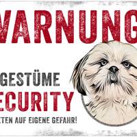 Hundeschild UNGESTÜME SECURITY (Shih Tzu), wetterbeständiges Warnschild Bild 1