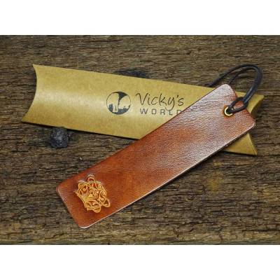 Leder Lesezeichen aus Rindleder - OX Lion Art Nouveau Heart by Vickys World