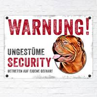 Hundeschild UNGESTÜME SECURITY (Bordeaux Dogge), wetterbeständiges Warnschild Bild 2