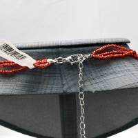 Vintage Halskette Kette Dreireihig Kugeln Glasperlen geschliffen Rot durchsichtig 80er Jahre Festlich Bild 3