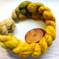 80 Gramm Handgefärbter Kammzug "Nature-Mix" Wolle, Alpaka und Leinen Bild 5