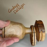 Holzbecher mit integriertem Ring in einem Stück Handgedrechselt - Unikat aus unserer kleinen Holzwerkstatt Bild 2