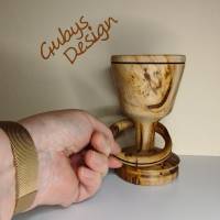 Holzbecher mit integriertem Ring in einem Stück Handgedrechselt - Unikat aus unserer kleinen Holzwerkstatt Bild 4