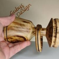 Holzbecher mit integriertem Ring in einem Stück Handgedrechselt - Unikat aus unserer kleinen Holzwerkstatt Bild 5