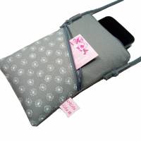 Handytasche zum Umhängen dunkelgrau Crossbag handmade aus Baumwollstoff 2 Fächer Farb- und Musterauswahl Bild 2