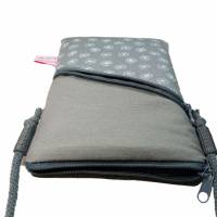 Handytasche zum Umhängen dunkelgrau Crossbag handmade aus Baumwollstoff 2 Fächer Farb- und Musterauswahl Bild 4