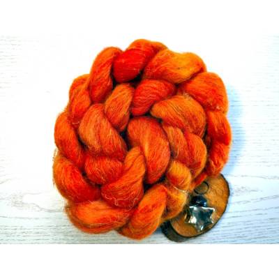 100 Gramm Handgefärbter Kammzug "Nature-Mix" Wolle, Alpaka und Leinen