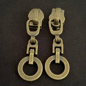 Zipper Rounds, breit, bronze / Schieber für Reißverschlüsse mit Spiralraupe Bild 2