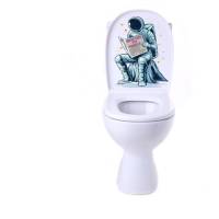 WC-Toiletten Aufkleber Astronaut mit Zeitung Tür-Bad-Toilette-Cartoon Aufkleber-Wunschtext-Personalisierbar Bild 5