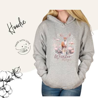 Hoodie Damen- Sweater mit Kängurutasche & einzigartigen Prints ,,Winter Magic''