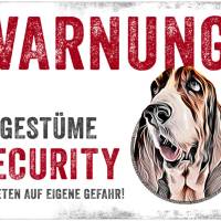 Hundeschild UNGESTÜME SECURITY (Basset Hound), wetterbeständiges Warnschild Bild 1
