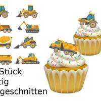 Essbare Muffin Aufleger Baustelle Bagger Laster 2x 8 Stück Kindergeburtstag Tortendeko Tortenbild Bild 1
