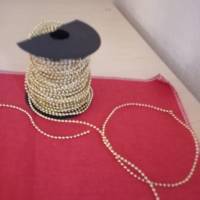 Miniatur 3 M zarte Perlenschnur golden zur Dekoration oder Basteln für Feengarten Wichteldorf, Wichteltür, Puppenhaus Bild 1