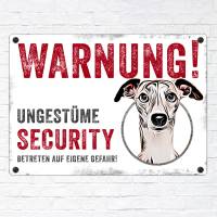 Hundeschild UNGESTÜME SECURITY (Whippet), wetterbeständiges Warnschild Bild 2