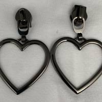 Zipper Heart3, breit, große Größe, gunmetal / Schieber für Reißverschlüsse mit Spiralraupe Bild 2