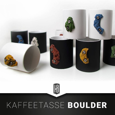 Kaffeetasse mit Klettergriff aus dem Boulder Sport
