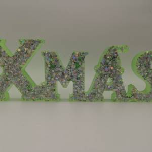 3D Schriftzug XMAS Christmas Weihnachten Weihnachtsdekoration aus Resin Epoxidharz verschiedene Varianten Farben handgef Bild 3
