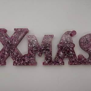 3D Schriftzug XMAS Christmas Weihnachten Weihnachtsdekoration aus Resin Epoxidharz verschiedene Varianten Farben handgef Bild 6
