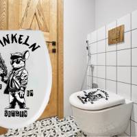 WC-Toiletten Aufkleber Kampf Ratte Nur im Sitzen-Tür-Fun-Bad-Toilette-Cartoon Aufkleber- Wunschtext-Personalisierbar Bild 1
