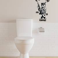 WC-Toiletten Aufkleber Kampf Ratte Nur im Sitzen-Tür-Fun-Bad-Toilette-Cartoon Aufkleber- Wunschtext-Personalisierbar Bild 5