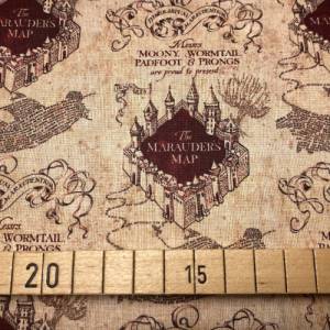 Harry Potter Stoff - Karte des Rumtreibers - beige - 13,00 EUR/m - 100% Baumwolle - Lizenzstoff Bild 1