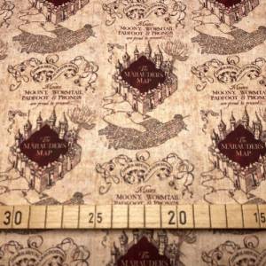 Harry Potter Stoff - Karte des Rumtreibers - beige - 13,00 EUR/m - 100% Baumwolle - Lizenzstoff Bild 2
