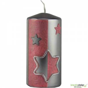 Silberne Weihnachtskerze mit rosafarbigem Stern Bild 2