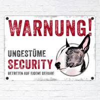 Hundeschild UNGESTÜME SECURITY (Bullterrier), wetterbeständiges Warnschild Bild 2