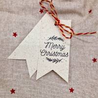 Geschenkanhänger aus Graspapier | Motiv Merry Christmas | 5 Stk. Bild 4