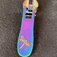 Zipper Libelle, breit, regenbogen, 1 Stück / Schieber für Reißverschlüsse mit Spiralraupe Bild 2