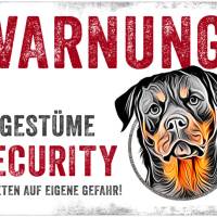 Hundeschild UNGESTÜME SECURITY (Rottweiler), wetterbeständiges Warnschild Bild 1