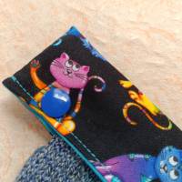 Nadelgarage, Nadelsafe, Nadeltasche für 15 cm lange Sockennadeln, bunte Katzen Bild 6