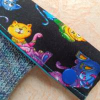 Nadelgarage, Nadelsafe, Nadeltasche für 15 cm lange Sockennadeln, bunte Katzen Bild 7